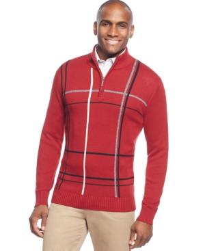 Geoffrey Beene Big And Tall Windowpane Quarter-zip Pullover Jacket