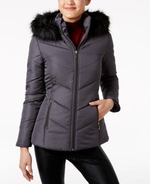 Maralyn & Me Juniors' Faux-fur-trim Coat