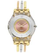 Swatch Watch, Women's Swiss Tri-gold Large Tri-tone Stainless Steel Three Bar Bracelet 34mm Sfk240a