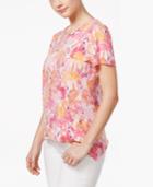 Alfred Dunner Petite Reel It In Flamingo-print Top