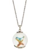 Betsey Johnson Silver-tone Bird In A Globe Pendant Necklace