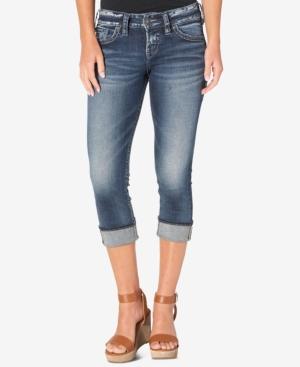 Silver Jeans Suki Dark Blue Wash Cuffed Capri Jeans