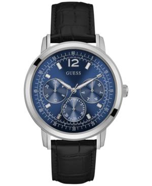 Guess Men's Black Leather Strap Watch 44mm U0790g2