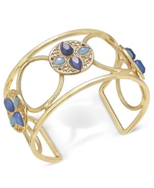 Inc International Concepts Gold-tone Openwork Stone Accented Cuff Bracelet, Only At Macy's