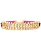Steve Madden Gold-tone Velvet Laced V Link Choker Necklace, 12 + 4 Extender