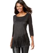 Inc International Concepts Faux-suede Fringe Sweater, Only At Macy's