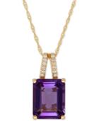 London Blue Topaz (4 Ct. T.w.) And Diamond Accent Pendant Necklace In 14k Rose Gold (also Available In Amethyst)