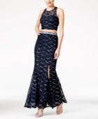 Speechless Juniors' Embellished Lace Two-piece Gown