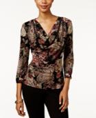 Msk Floral-print Cowl-neck Top