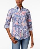 Charter Club Petite Cotton Paisley-print Shirt, Created For Macy's