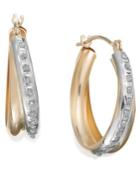 Diamond Accent Double Hoop Earrings In 14k Gold