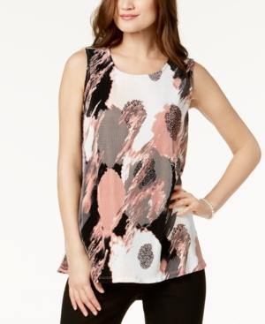 Alfani Printed Pleated Print Sleeveless Top, Created For Macy's