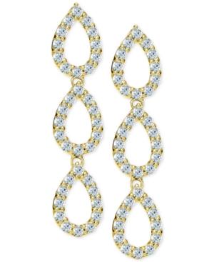 Giani Bernini Cubic Zirconia Pave Triple Drop Earrings In 18k Gold-plated Sterling Silver, Created For Macy's