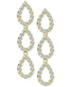 Giani Bernini Cubic Zirconia Pave Triple Drop Earrings In 18k Gold-plated Sterling Silver, Created For Macy's