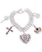 Guess Silver-tone Multicolor Crystal Charm Bracelet