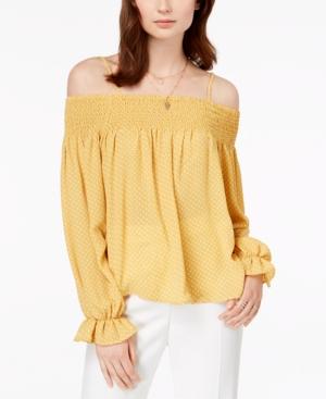 Ultra Flirt By Ikeddi Juniors' Smocked Cold-shoulder Top