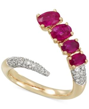 Rare Featuring Gemfields Certified Ruby (1-5/8 Ct. T.w.) And Diamond (3/8 Ct. T.w.) Pave Bypass Ring In 14k Gold, Created For Macy's