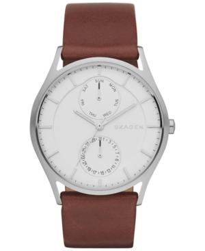 Skagen Men's Holst Dark Brown Leather Strap Watch 40mm Skw6176