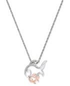 Diamond Mother And Child Fish Pendant Necklace (1/10 Ct. T.w.) In Sterling Silver And 14k Rose Gold