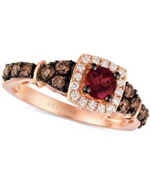 Le Vian Chocolatier Raspberry Rhodolite Garnet (3/8 Ct. T.w.) And Diamond (5/8 Ct. T.w.) Ring In 14k Rose Gold