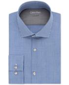 Calvin Klein Men's X Tall Extra-slim Fit Stretch Blue Check Dress Shirt