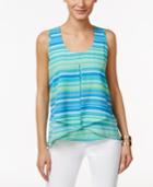 Ny Collection Petite Sleeveless Printed Flyaway Top