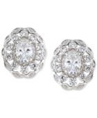 Carolee Silver-tone Crystal Stud Earrings