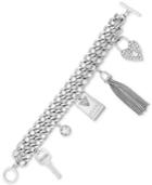 Guess Ribbon And Chain Pave Charm Bracelet
