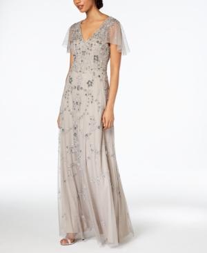 Adrianna Papell Beaded Capelet Gown