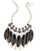 Thalia Sodi Gold-tone Black Stone And Feather Statement Necklace, Only At Macy's