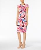 Betsey Johnson Floral-print Scuba Midi Sheath Dress