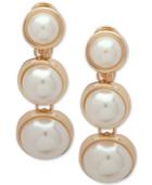 Anne Klein Gold-tone Imitation Pearl Clip-on Linear Drop Earrings, Created For Macy's
