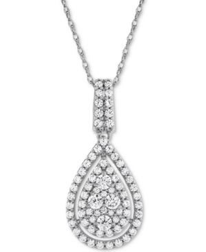 Diamond Pave Teardrop 18 Pendant Necklace (1 Ct. T.w.) In 14k White Gold