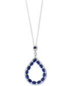 Royale Bleu By Effy Sapphire (3-3/4 Ct. T.w.) And Diamond (1/3 Ct. T.w.) Teardrop Pendant Necklace In 14k White Gold