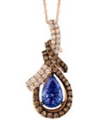 Blueberry Tanzanite (1-1/5 Ct. T.w.) And Diamond (9/10 Ct. T.w.) Pendant Necklace In 14k Rose Gold