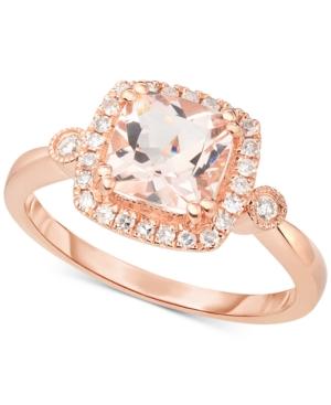 Morganite (1-1/3 Ct. T.w.) & Diamond (1/5 Ct. T.w.) Halo Ring In 14k Rose Gold