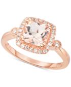 Morganite (1-1/3 Ct. T.w.) & Diamond (1/5 Ct. T.w.) Halo Ring In 14k Rose Gold