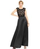 Betsy & Adam Mock Two-piece Lace Ball Gown