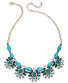 I.n.c. Gold-tone Crystal & Stone Flower Beaded Statement Necklace, 18 + 3 Extender, Created For Macy's