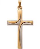 Two-tone Cross In 14k Gold And 14k White Gold