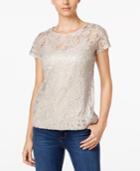 Inc International Concepts Lace Short-sleeve Top, Created For Macy's
