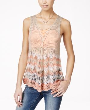It's Our Time Juniors' Crocheted Lace-up Tank Top