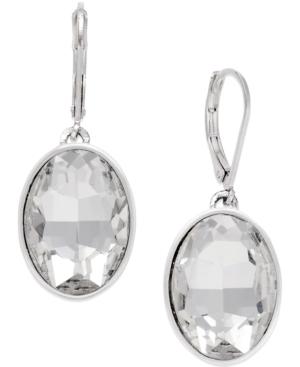 Charter Club Silver-tone Crystal Oval Drop Earrings
