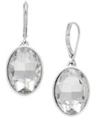 Charter Club Silver-tone Crystal Oval Drop Earrings