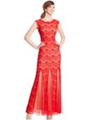 Betsy & Adam Petite Cap-sleeve Lace Gown