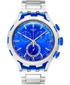 Swatch Unisex Swiss Chronograph Endless Energy Silver-tone Aluminum Bracelet Watch 44mm Yys4001ag