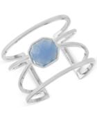 Vince Camuto Silver-tone Blue Stone Geometric Cuff Bracelet