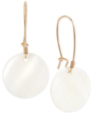 Robert Lee Morris Soho Gold-tone Mother-of-pearl-look Disc Drop Earrings