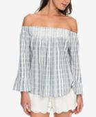 Roxy Juniors' Cotton Striped Off-the-shoulder Top