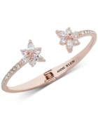 Anne Klein Rose Gold-tone Crystal Flower Cuff Bracelet, Created For Macy's